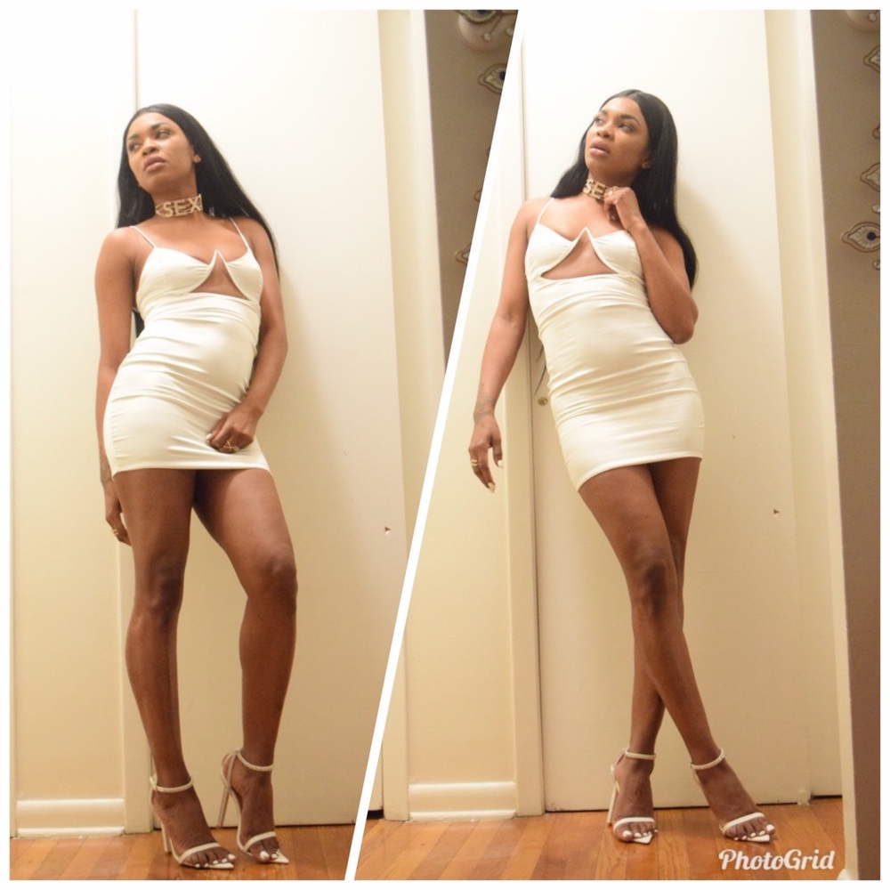 Fashion Nova White Cut-Out Mini Dress
